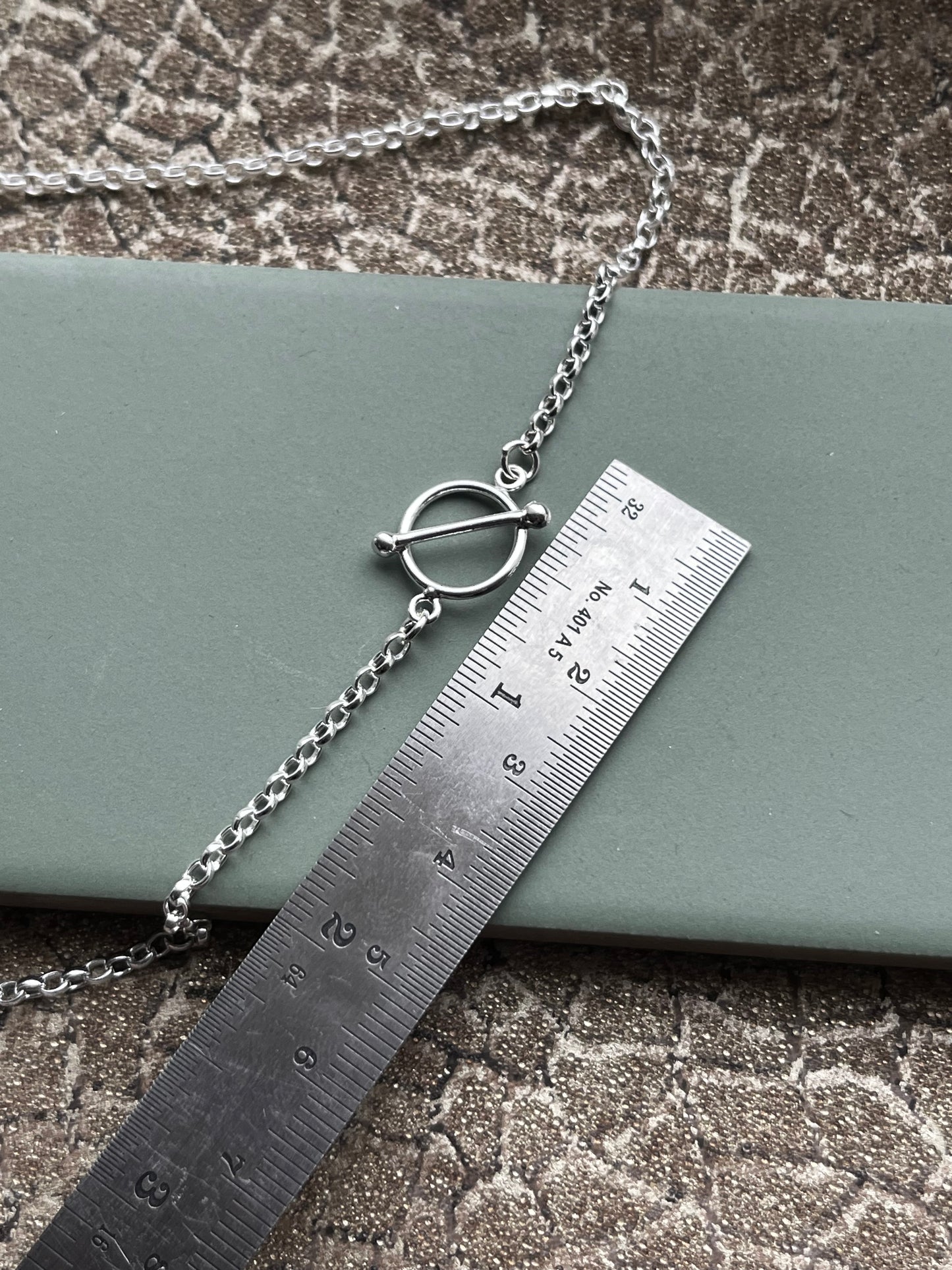 Sterling silver T bar necklace