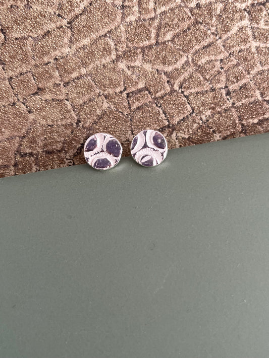 Abstract bubble  round sterling silver 10mm stud earrings