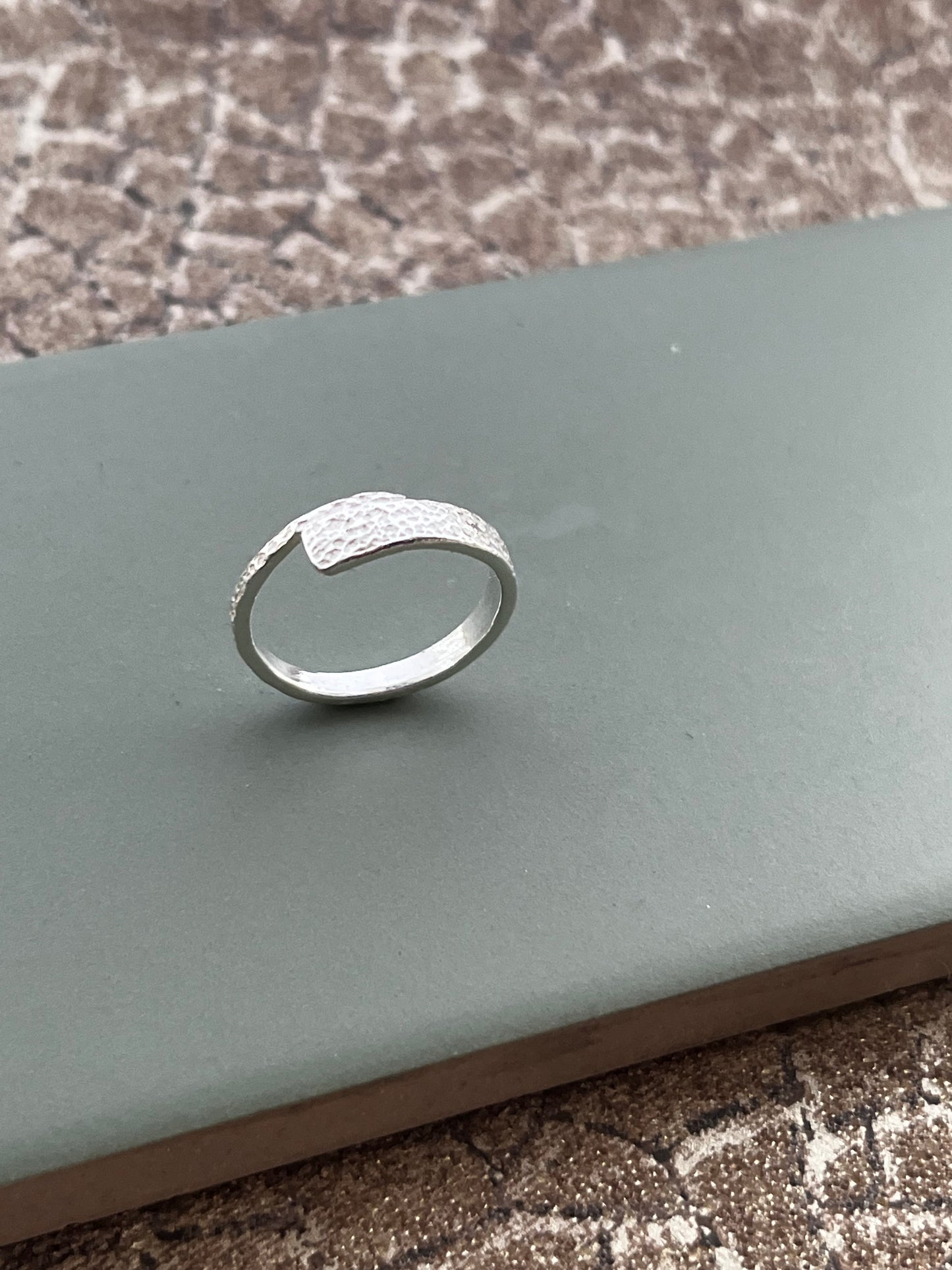 Sand Textured sterling silver pinky ring size H 1/2