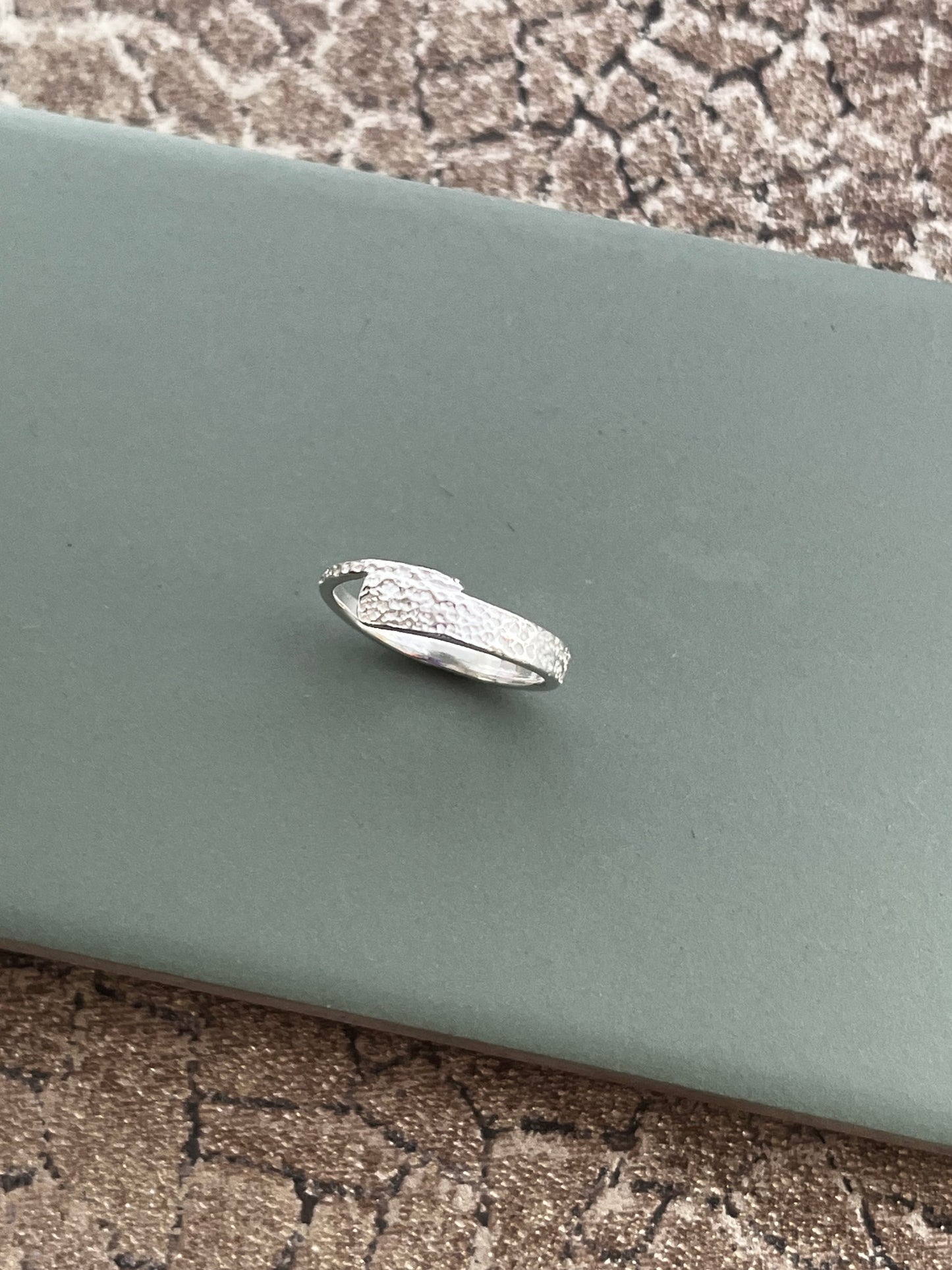 Sand Textured sterling silver pinky ring size H 1/2
