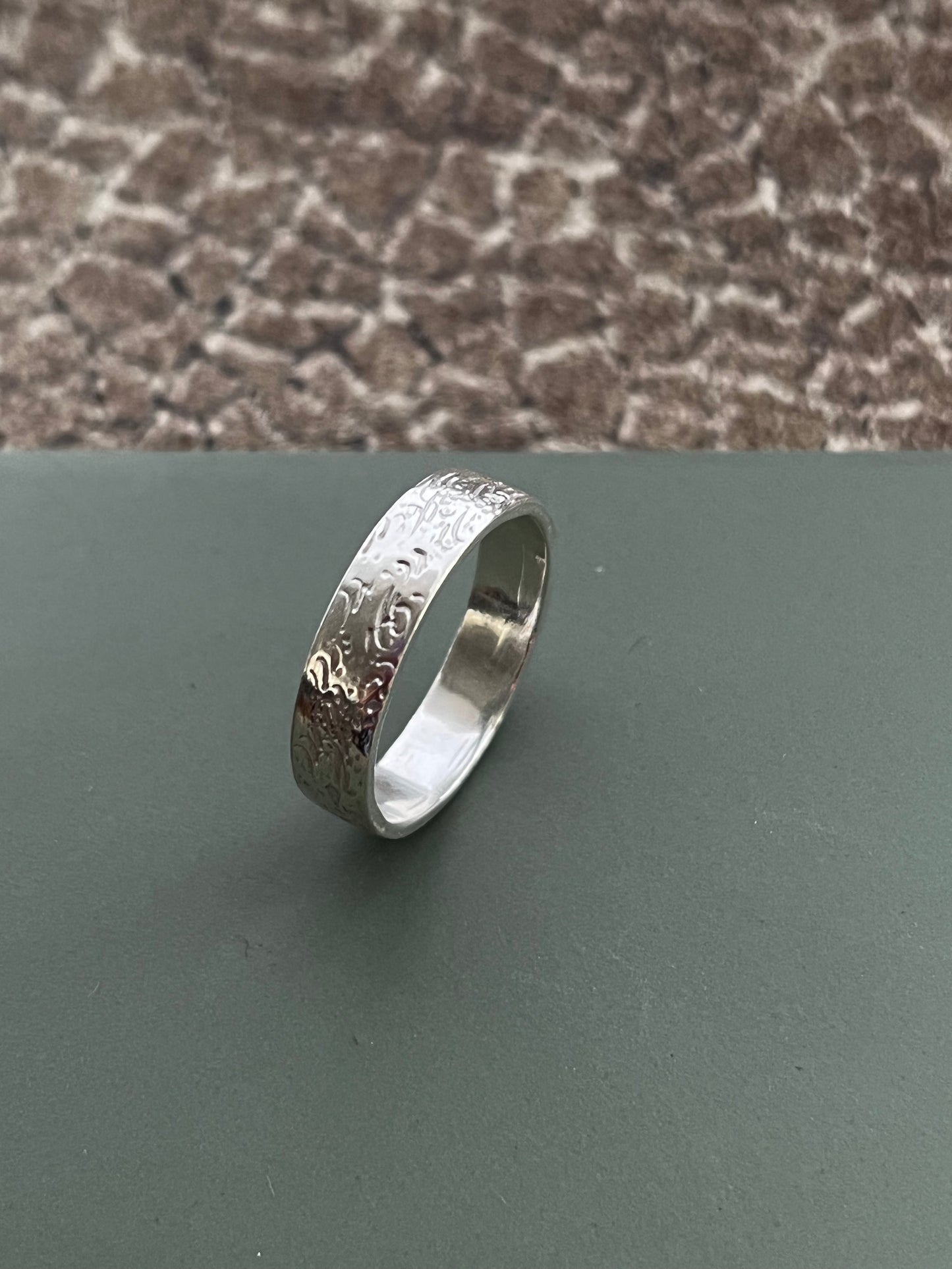 Textured sand sterling silver band ring size Q