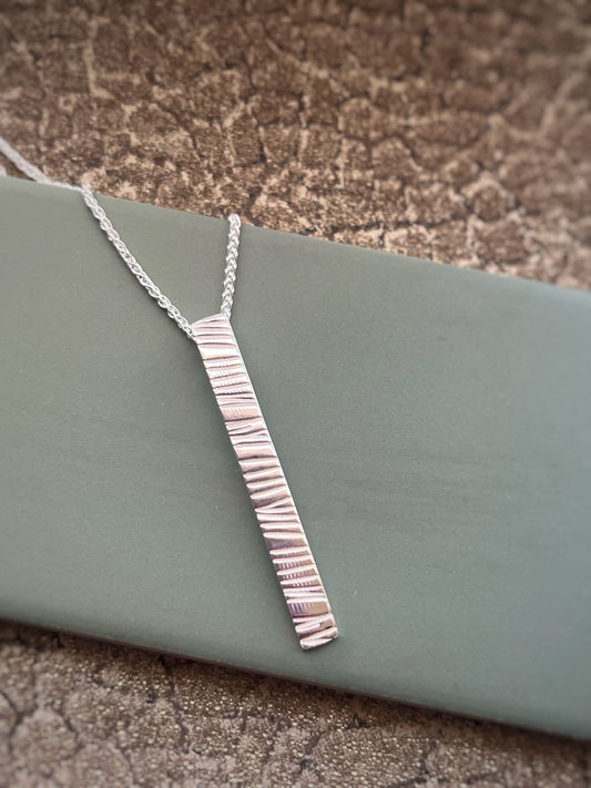 Sterling silver textured bark pendant