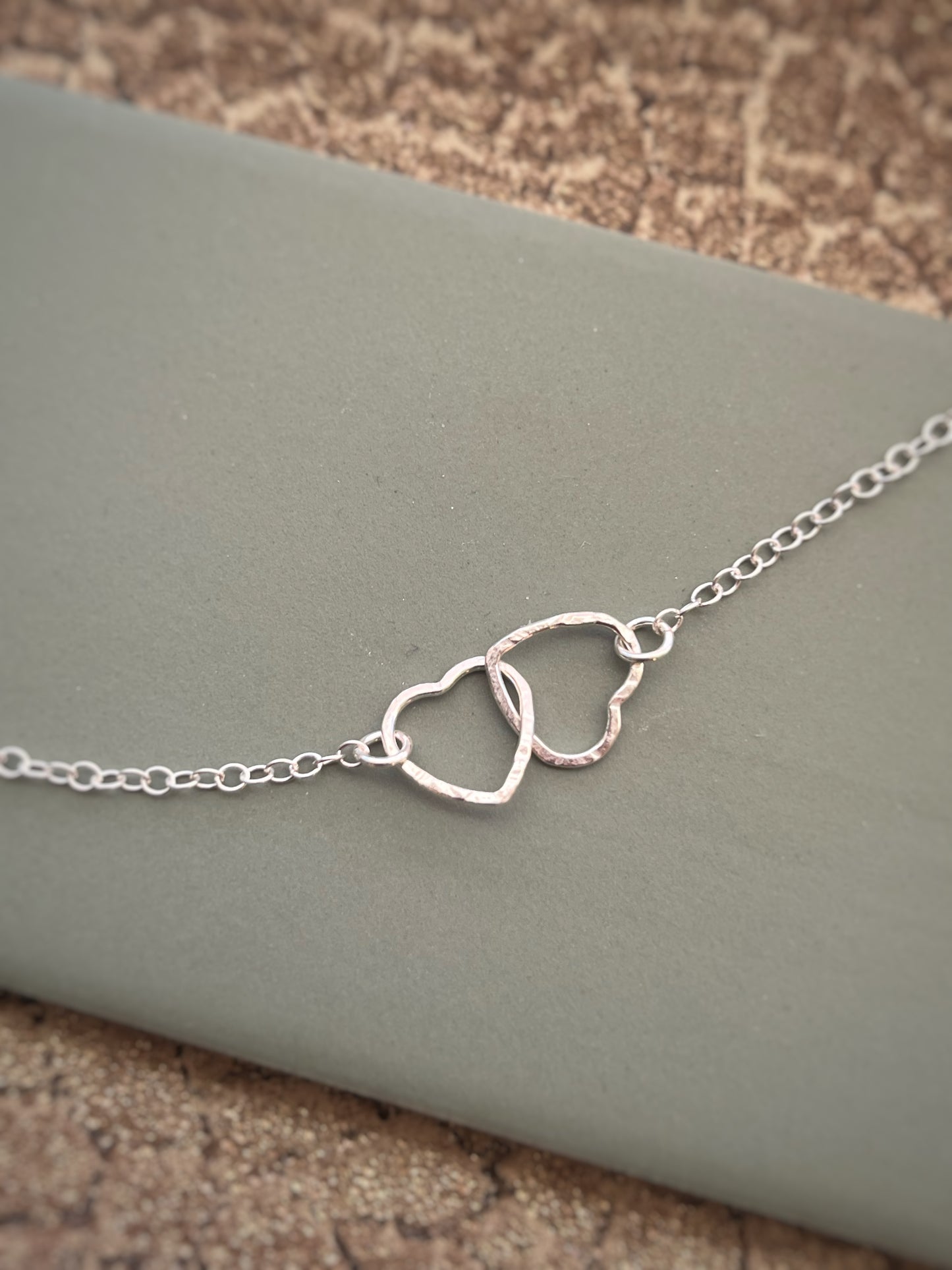 Hammered heart sterling silver necklace