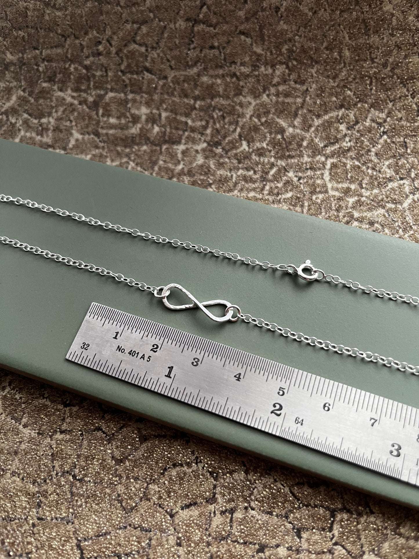 Sterling silver infinity hammered necklace 16 inch
