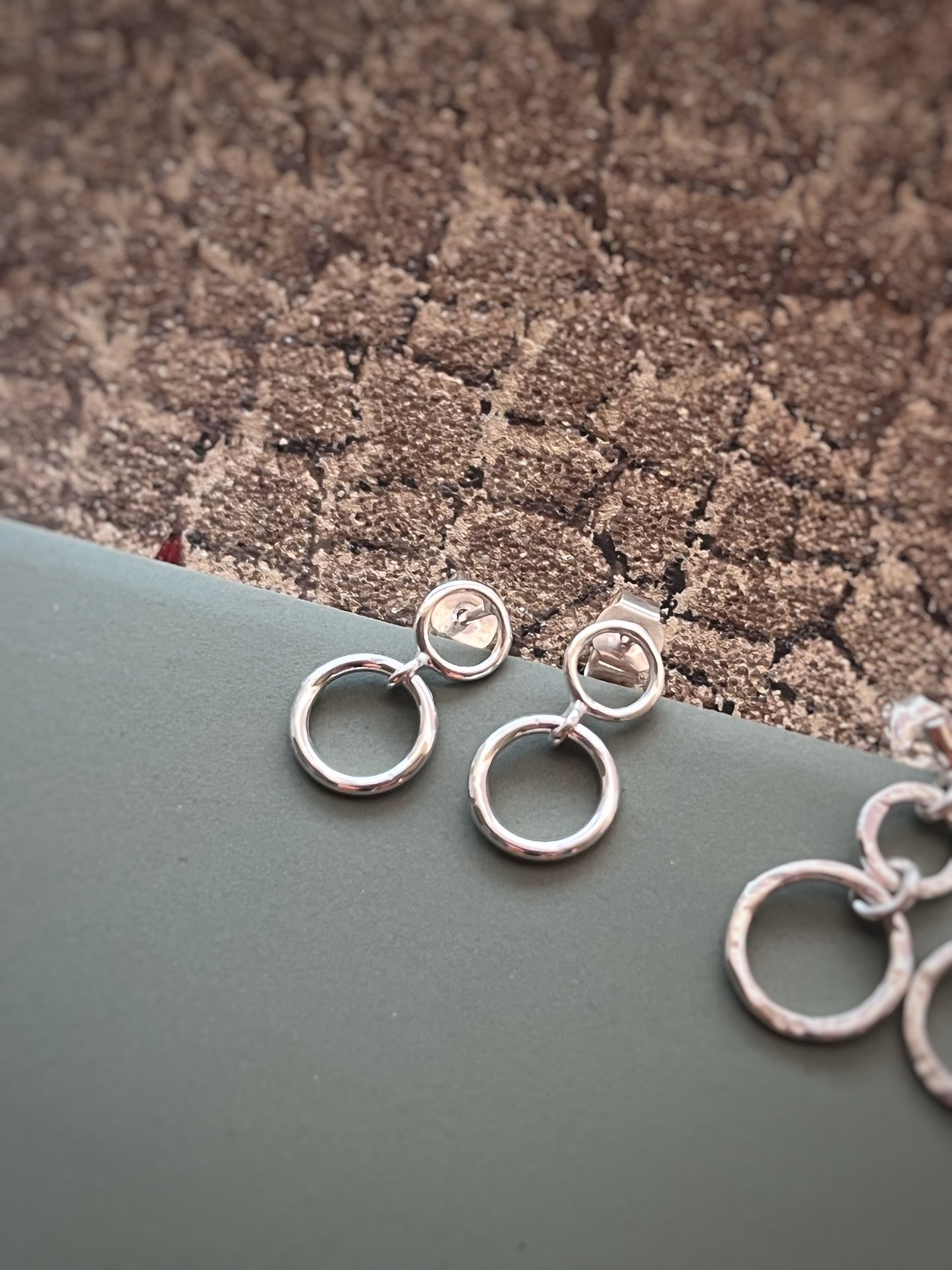 silver drop hoop earrings