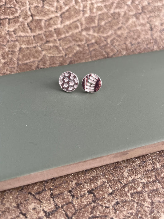 Abstract round sterling silver 9mm stud earrings