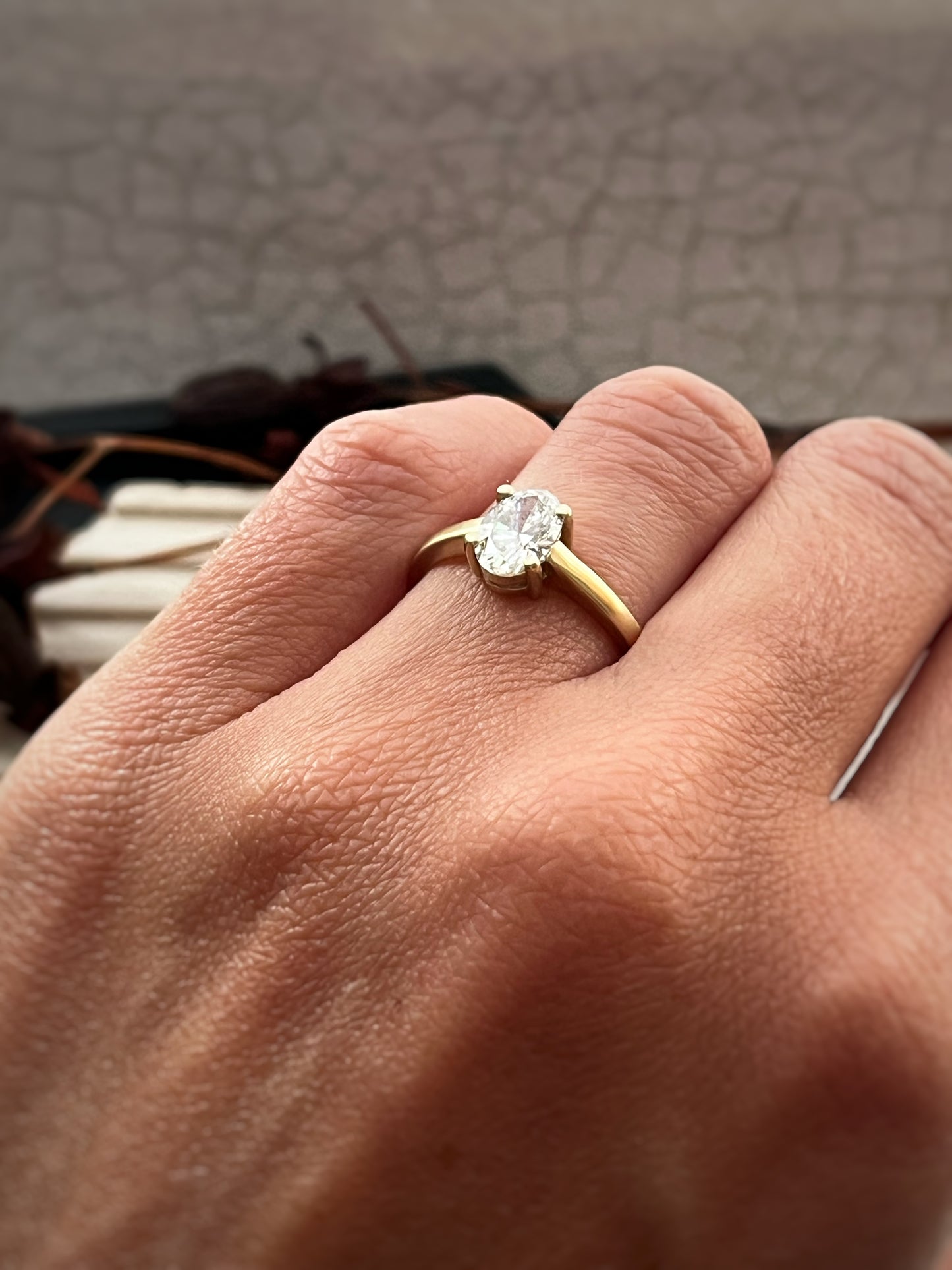 Solid gold 9ct yellow gold 1 carat oval lab grown diamond engagement ring