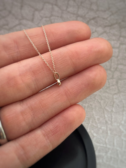 Solid 9ct Rose gold tiny plain pebble pendant, recycled personalised minimal stacking handmade necklace