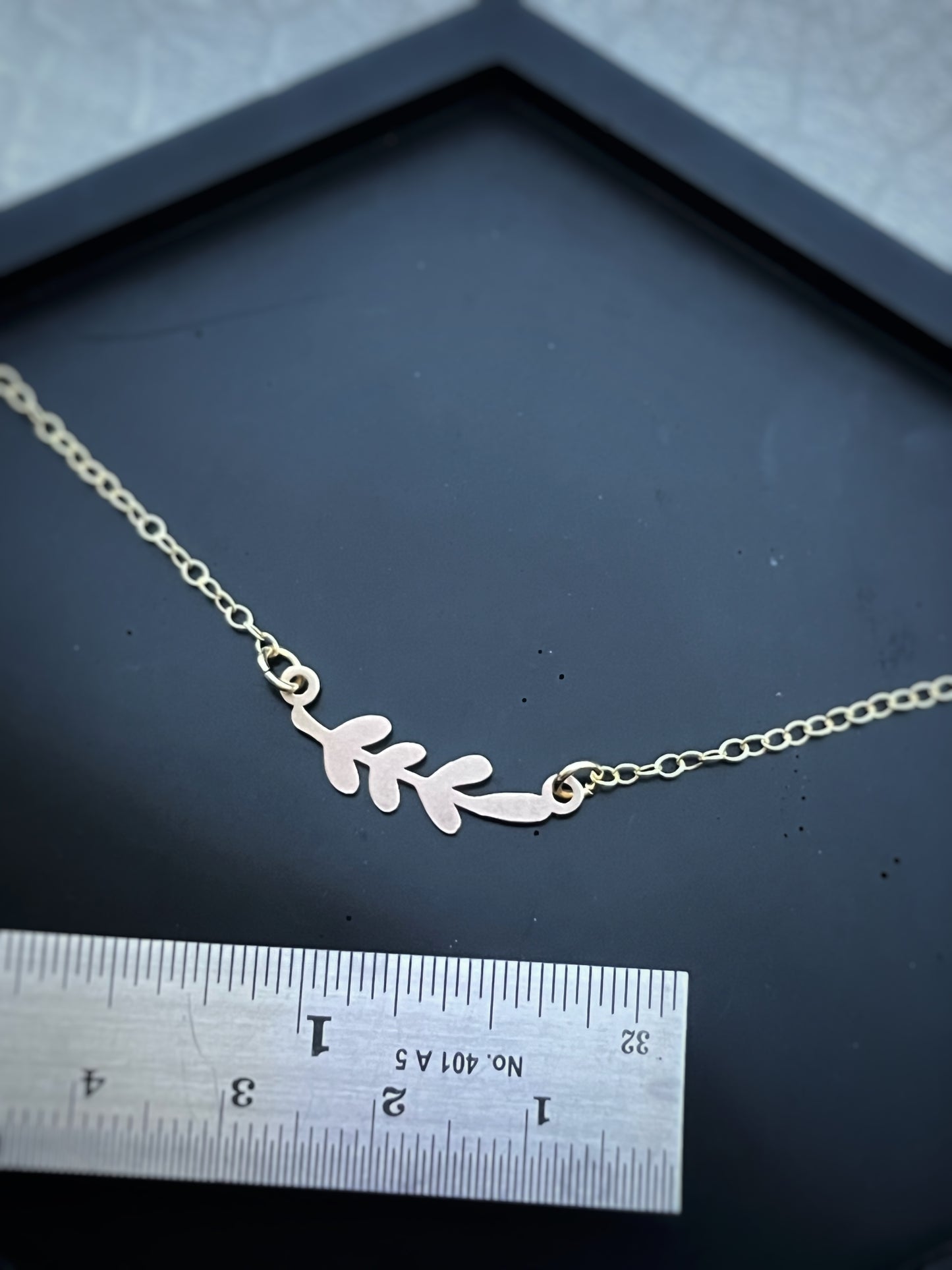 Solid 9ct gold olive branch leaf necklace, a handmade recycled gold necklace