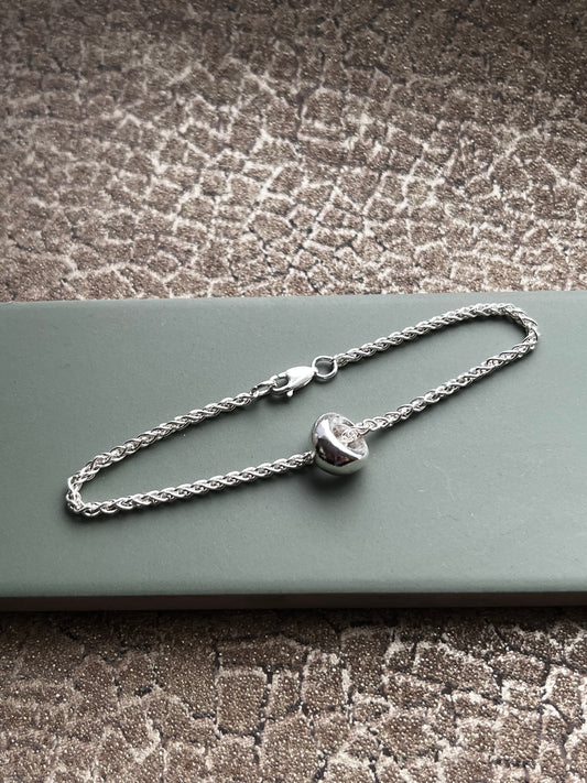 Sterling silver Spiga bracelet & 1 pebble 7.5 inches