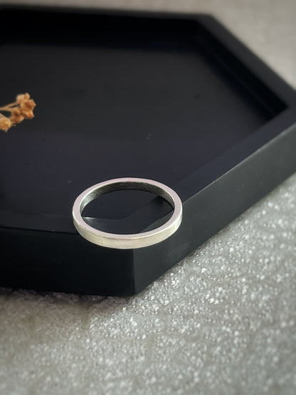 Solid 18ct White gold 2mm simple plain modern delicate recycled gold flat band ring