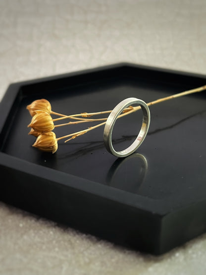 Solid 18ct White gold 2mm simple plain modern delicate recycled gold flat band ring