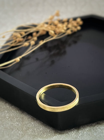 Solid 18ct yellow gold 2mm simple plain modern delicate recycled gold flat band ring