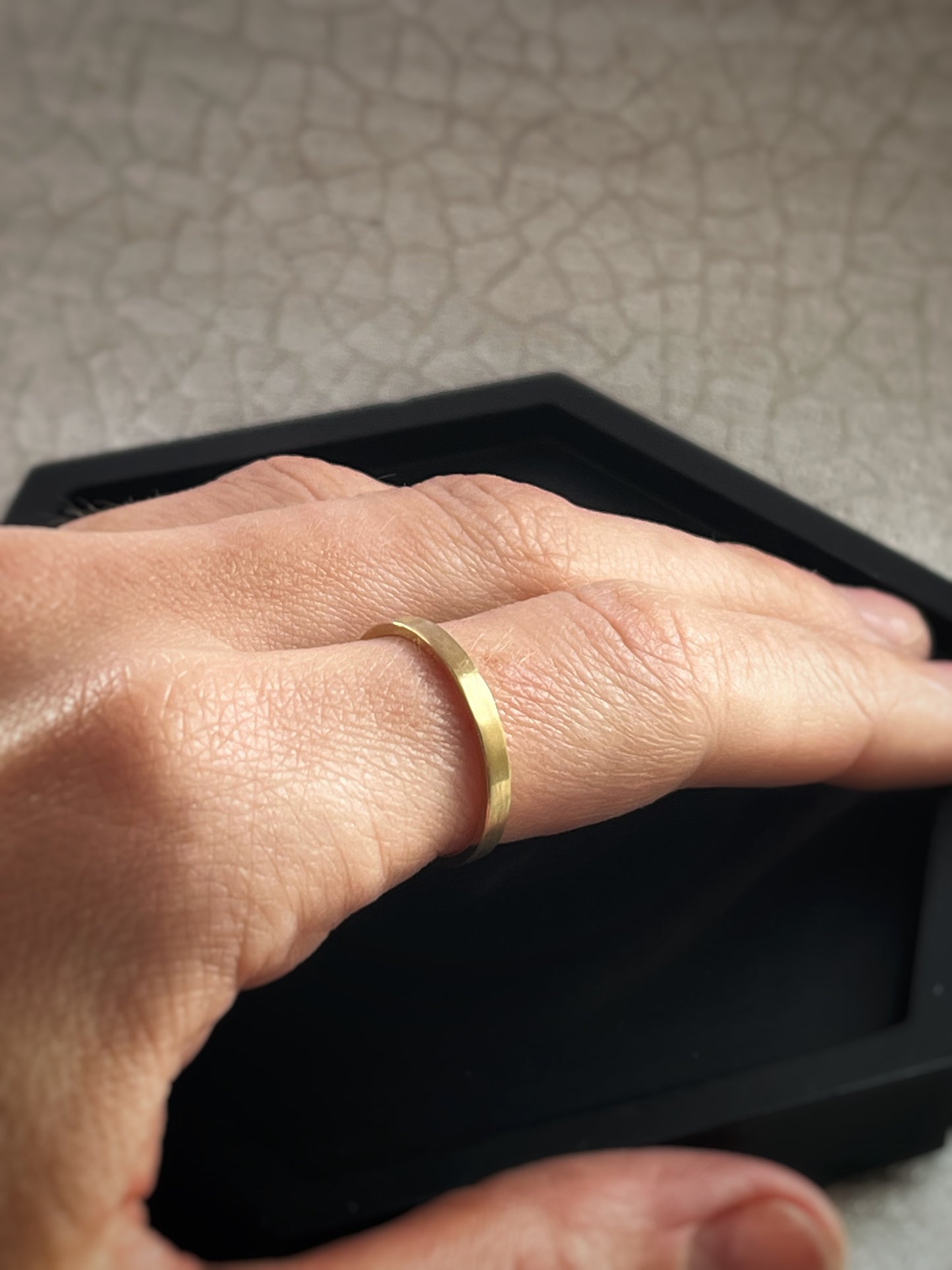 Solid 18ct yellow gold 2mm simple plain modern delicate recycled gold flat band ring