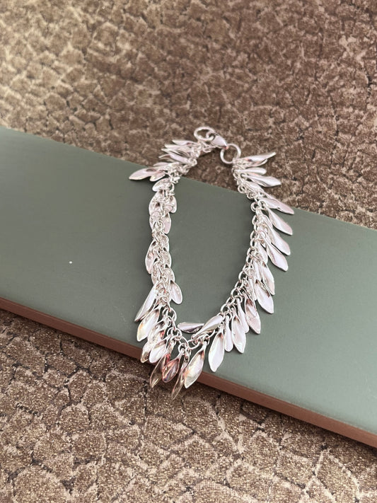 Multi leaf sterling silver bracelet