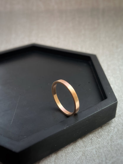 Solid 18ct Rose gold 2mm simple plain modern delicate recycled gold flat band ring