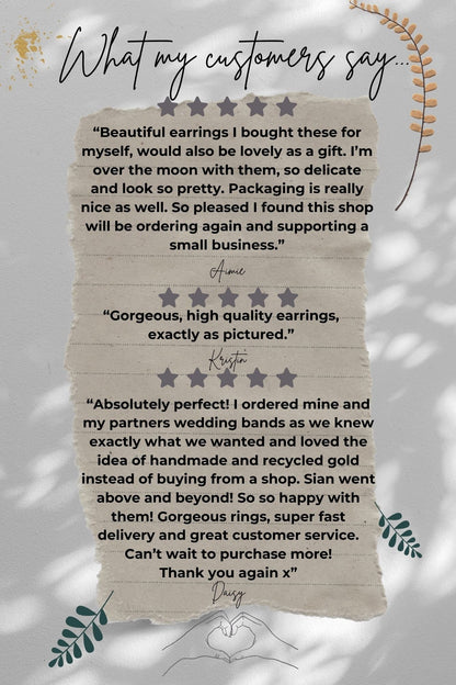 Solid 9ct gold handmade hammered fish drop dangle earrings
