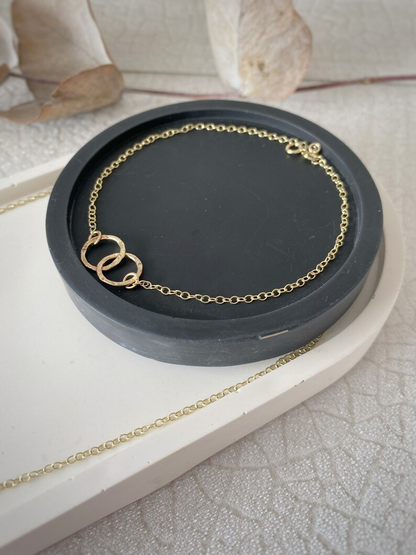 Solid 9ct gold hammered yellow gold hoop bracelet- 7.5 Inches long