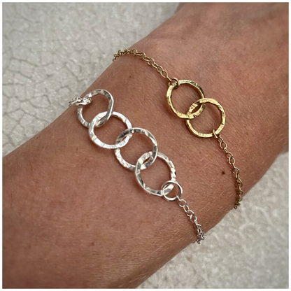 Solid 9ct gold hammered yellow gold hoop bracelet- 7.5 Inches long