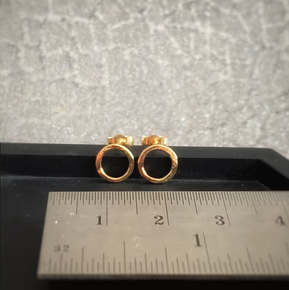 Tiny hammered 9ct yellow gold studs- 7mm