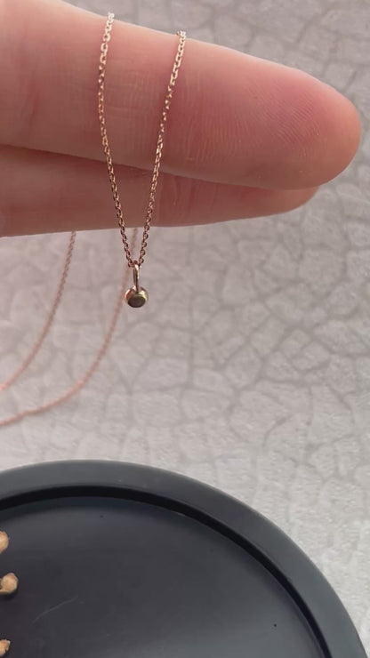 Solid 9ct Rose gold tiny plain pebble pendant, recycled personalised minimal stacking handmade necklace