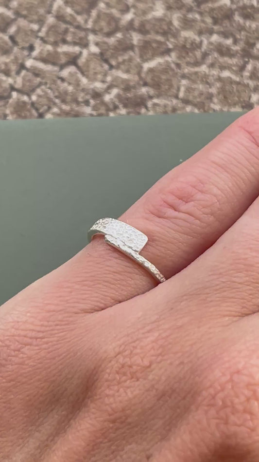 Sand Textured sterling silver pinky ring size H 1/2